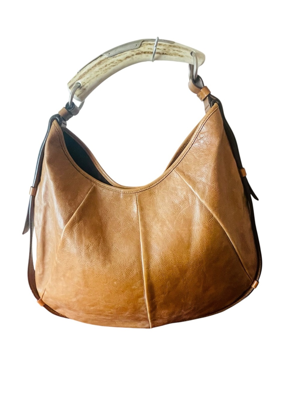 Yves Saint Laurent Tan Leather Hobo with Antler Handle - Picture 2 of 11